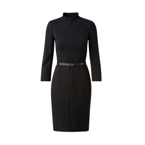 Mock Neck Wool Double-Face Dress