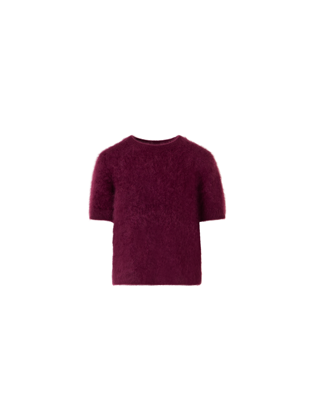 Designer Cloud Cashmere Knit Top with Short Sleeves - red - wine