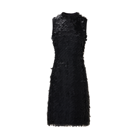 Sleeveless Sheath Dress in Layered Organza Tiles