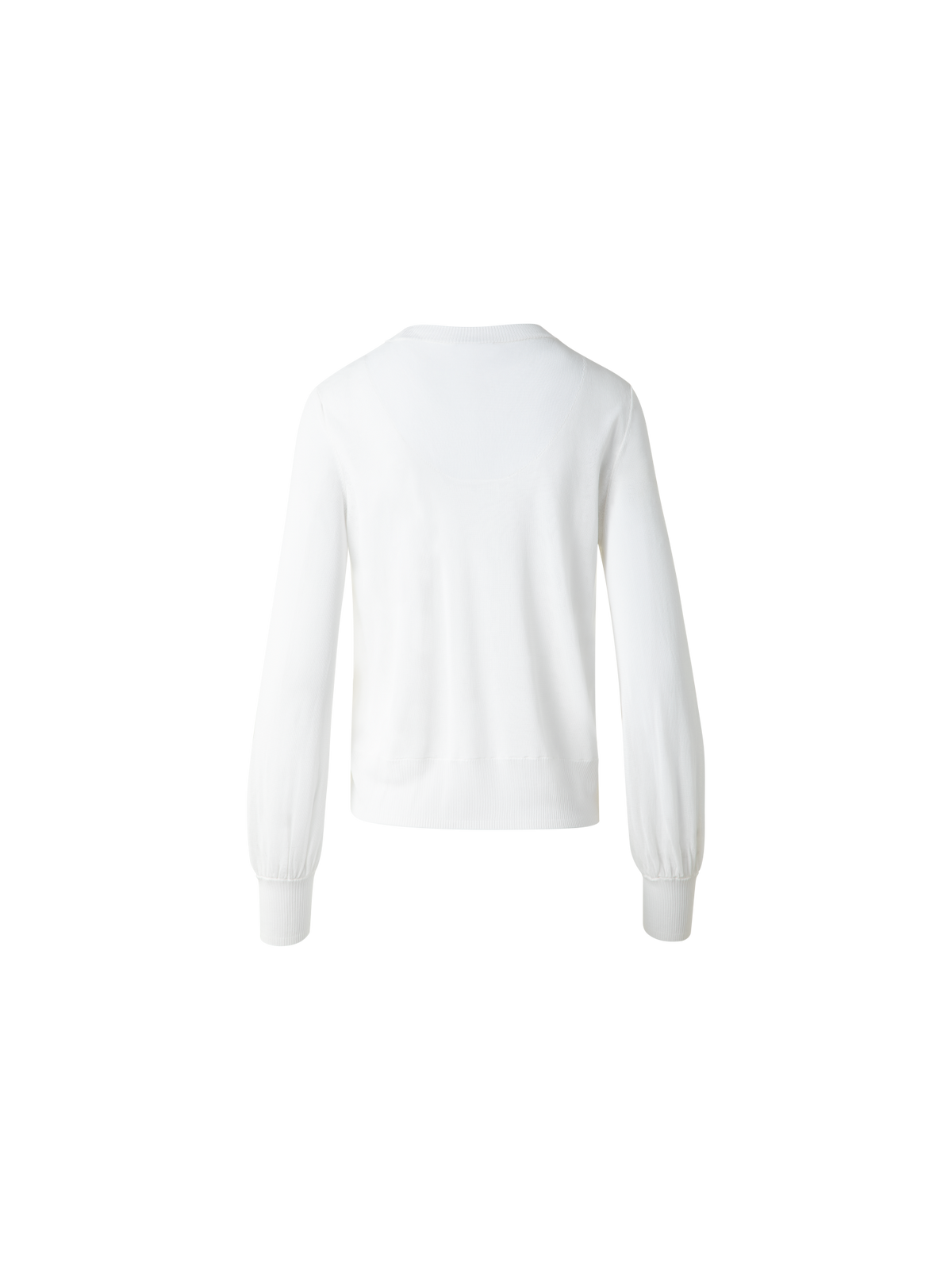 Designer Knit Sweater with Sheer Neckline and Sleeves - ecru - white