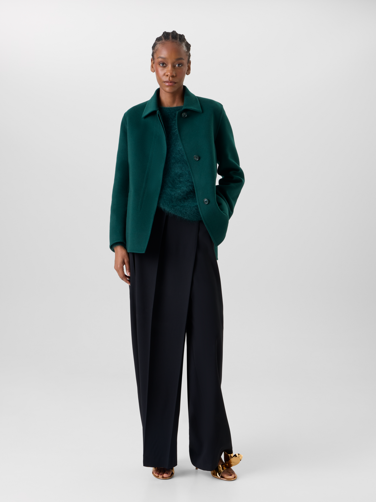 Designer Oversized Cashmere Double-Face Shirt Jacket - green #editorial