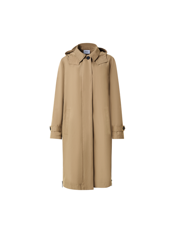 Designer Water-Repellent Parka with Removable Hood - brown