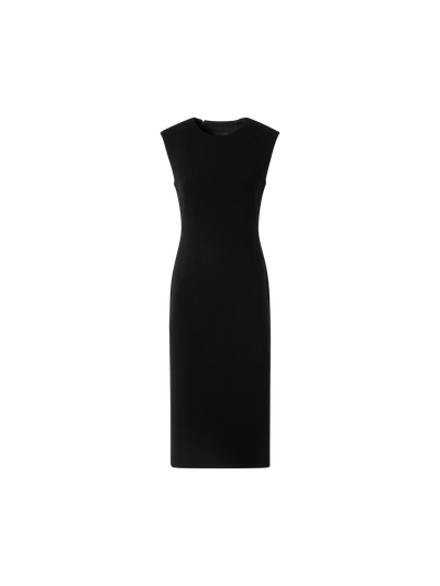 Designer Sheath Dress in Wool Crêpe Double-Face - black