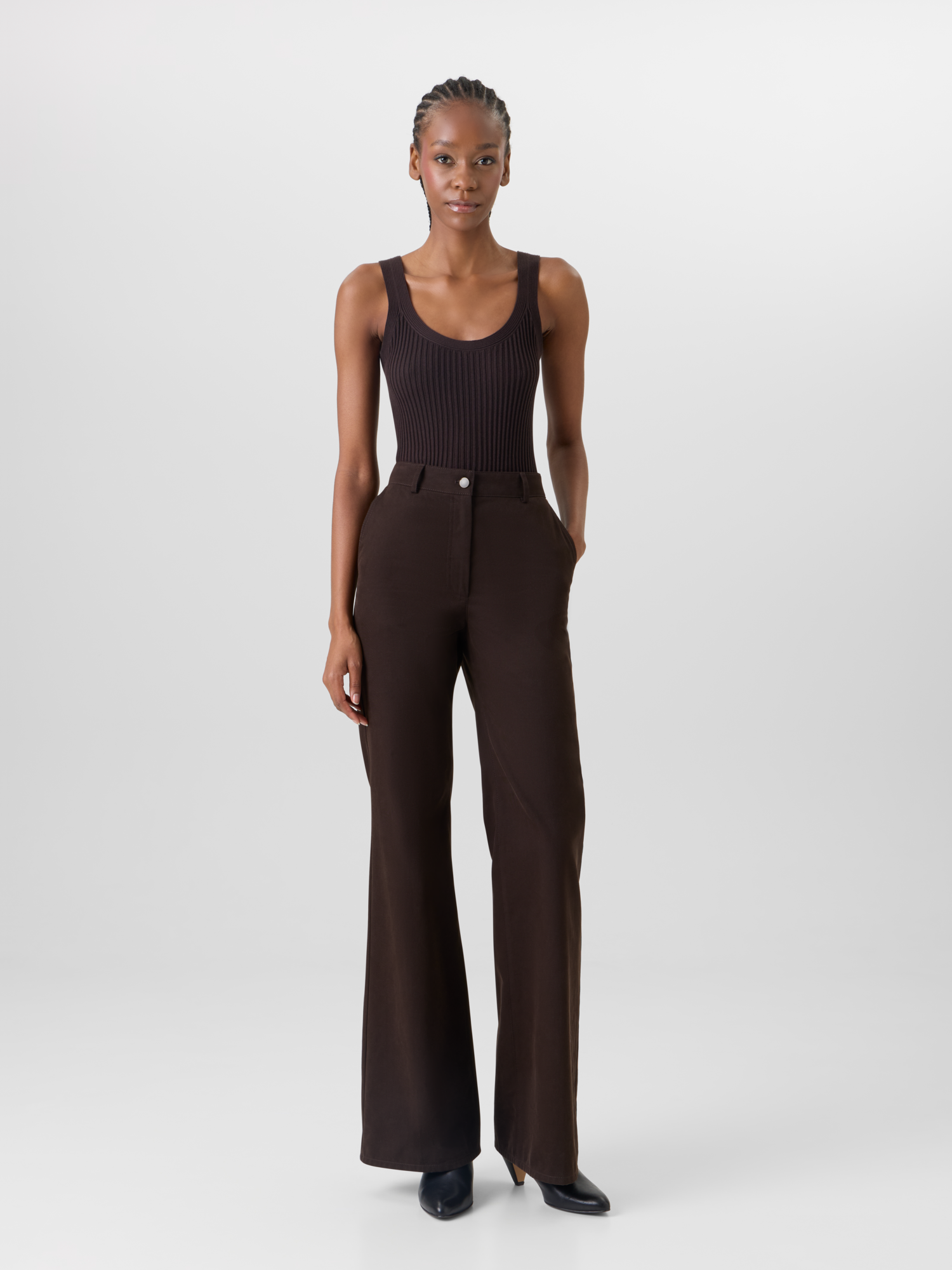 Designer Celia Bootcut Pants in Cotton Gabardine - brown 