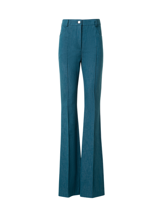 Designer Bootcut Cotton Denim Stretch Pants - green