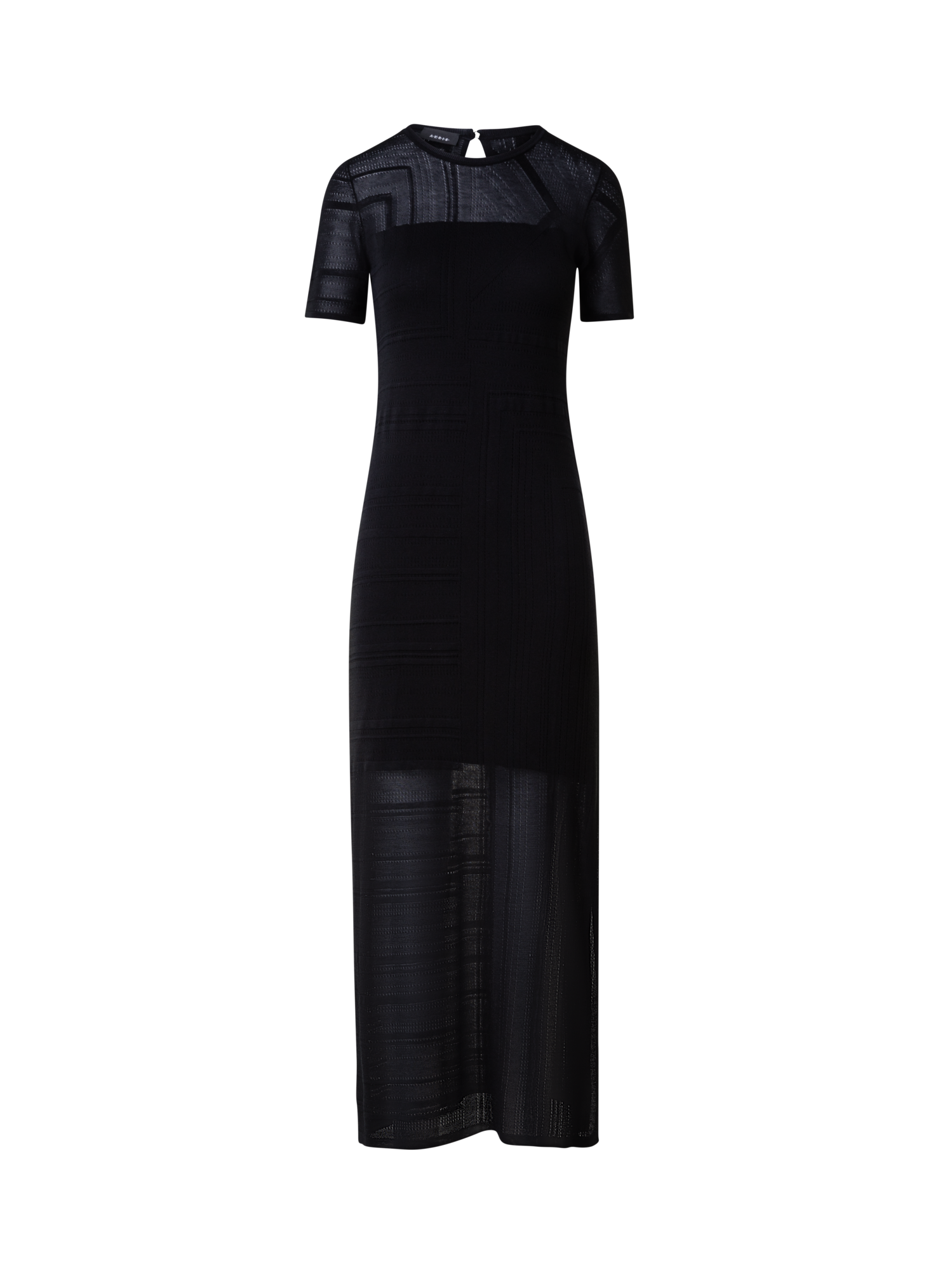 Designer Silk Cotton Knit Lizzi's Lines Midi Dress - black