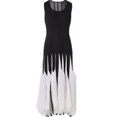 Silk Midi Dress with High Plains Insets