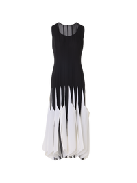 Designer Silk Midi Dress with High Plains Insets - black