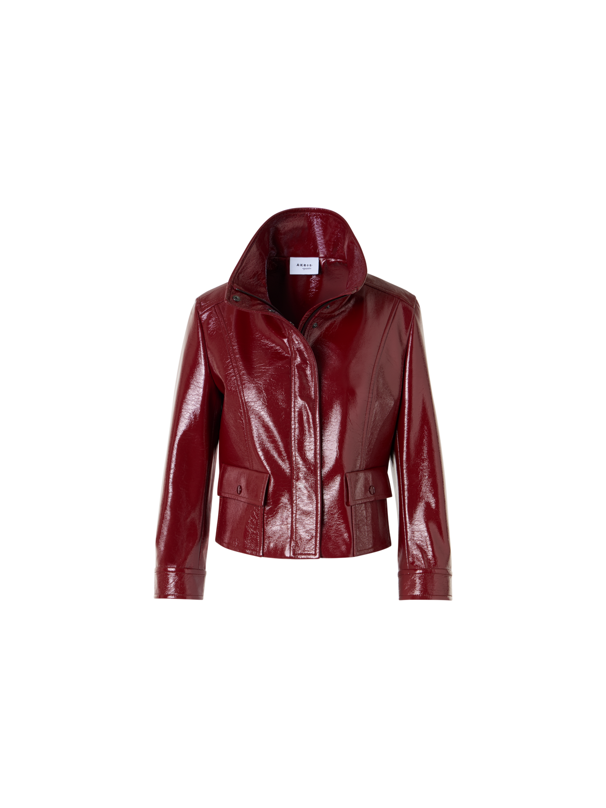 Designer Long-Sleeve Signature Pin-Dot Lamb-Nappa Leather Motorbike Jacket - red
