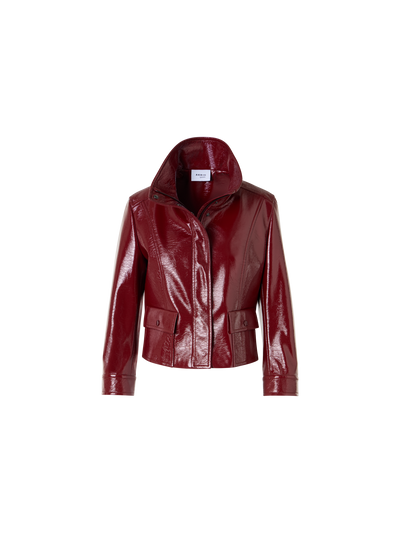 Designer Long-Sleeve Signature Pin-Dot Lamb-Nappa Leather Motorbike Jacket - red