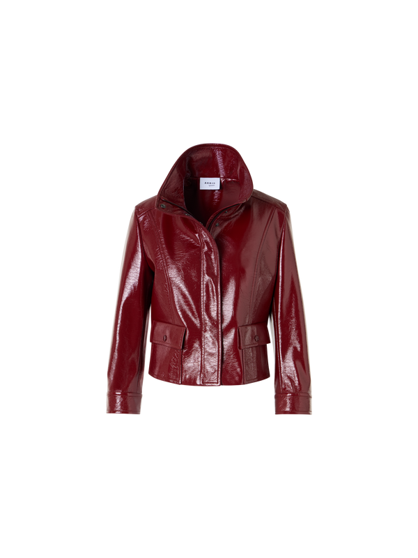 Designer Long-Sleeve Signature Pin-Dot Lamb-Nappa Leather Motorbike Jacket - red