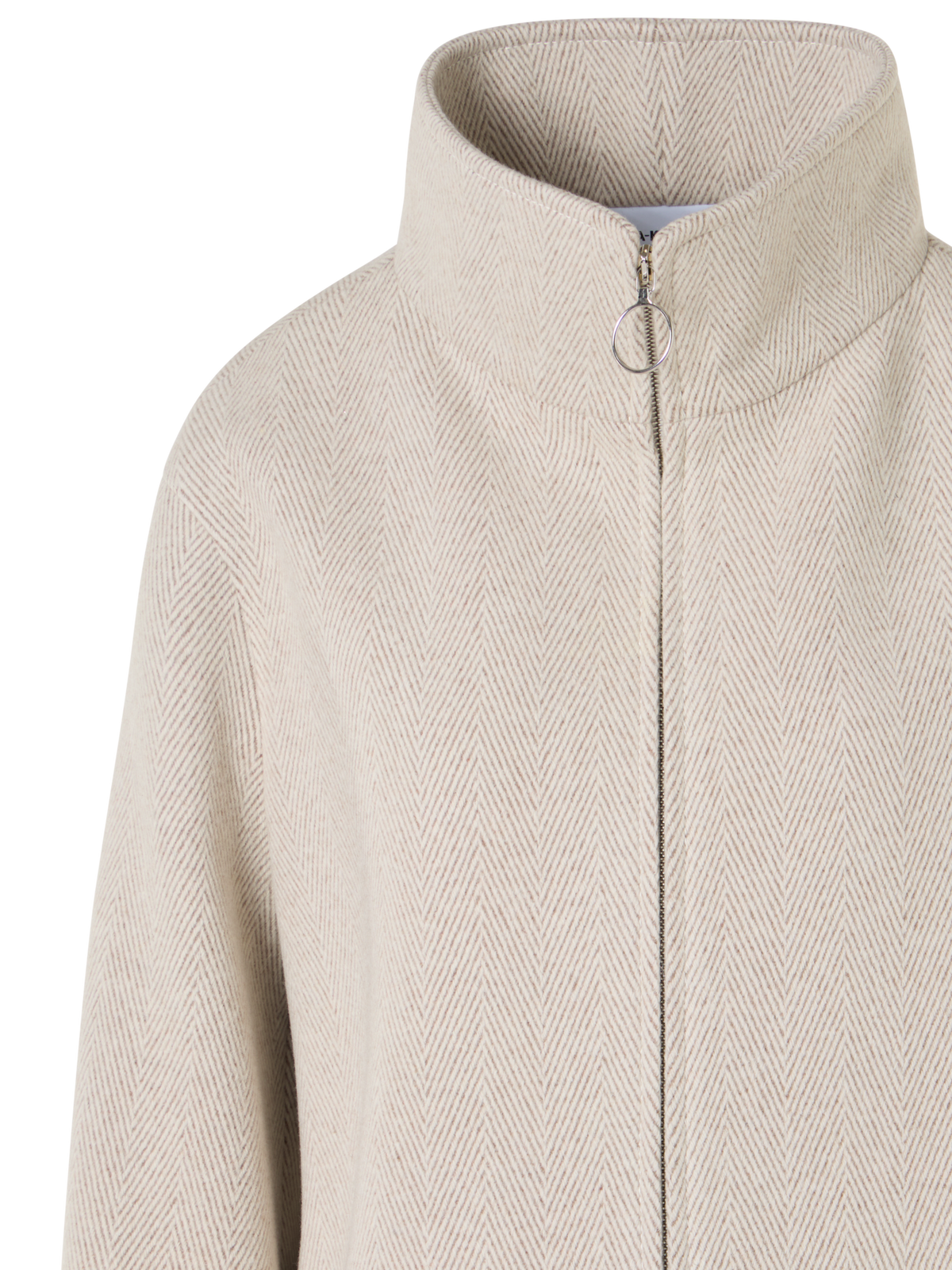 Designer Herringbone Wool Blend Coat - beige