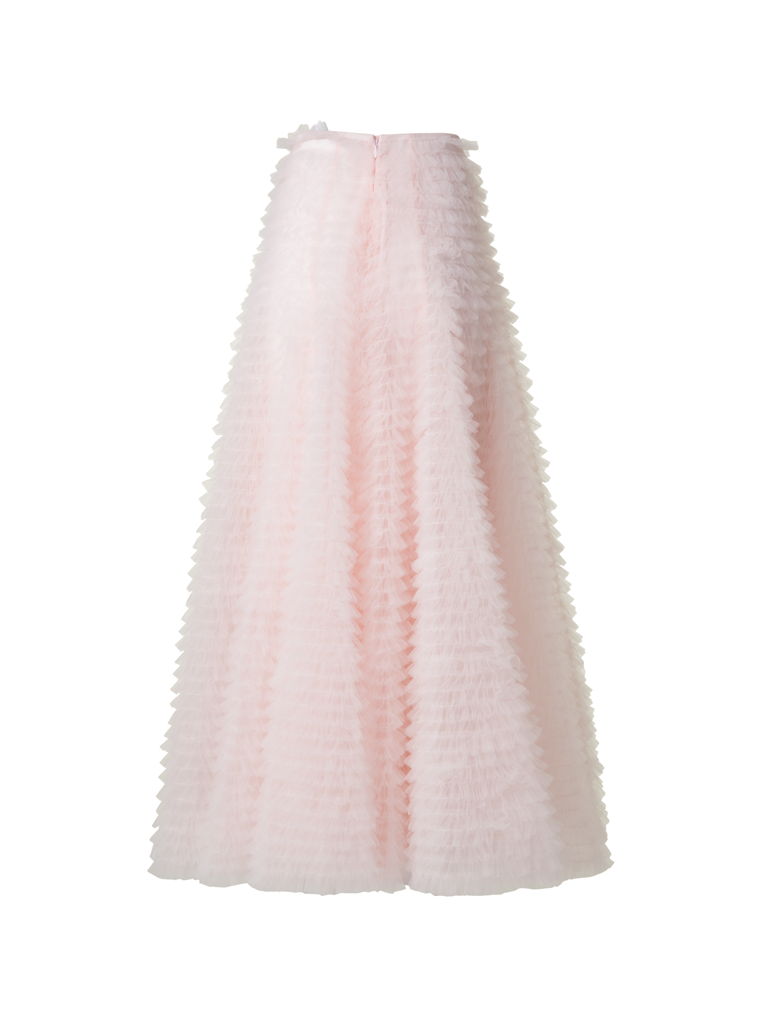 Designer Ruched Tulle Maxi Skirt - pastel - pink