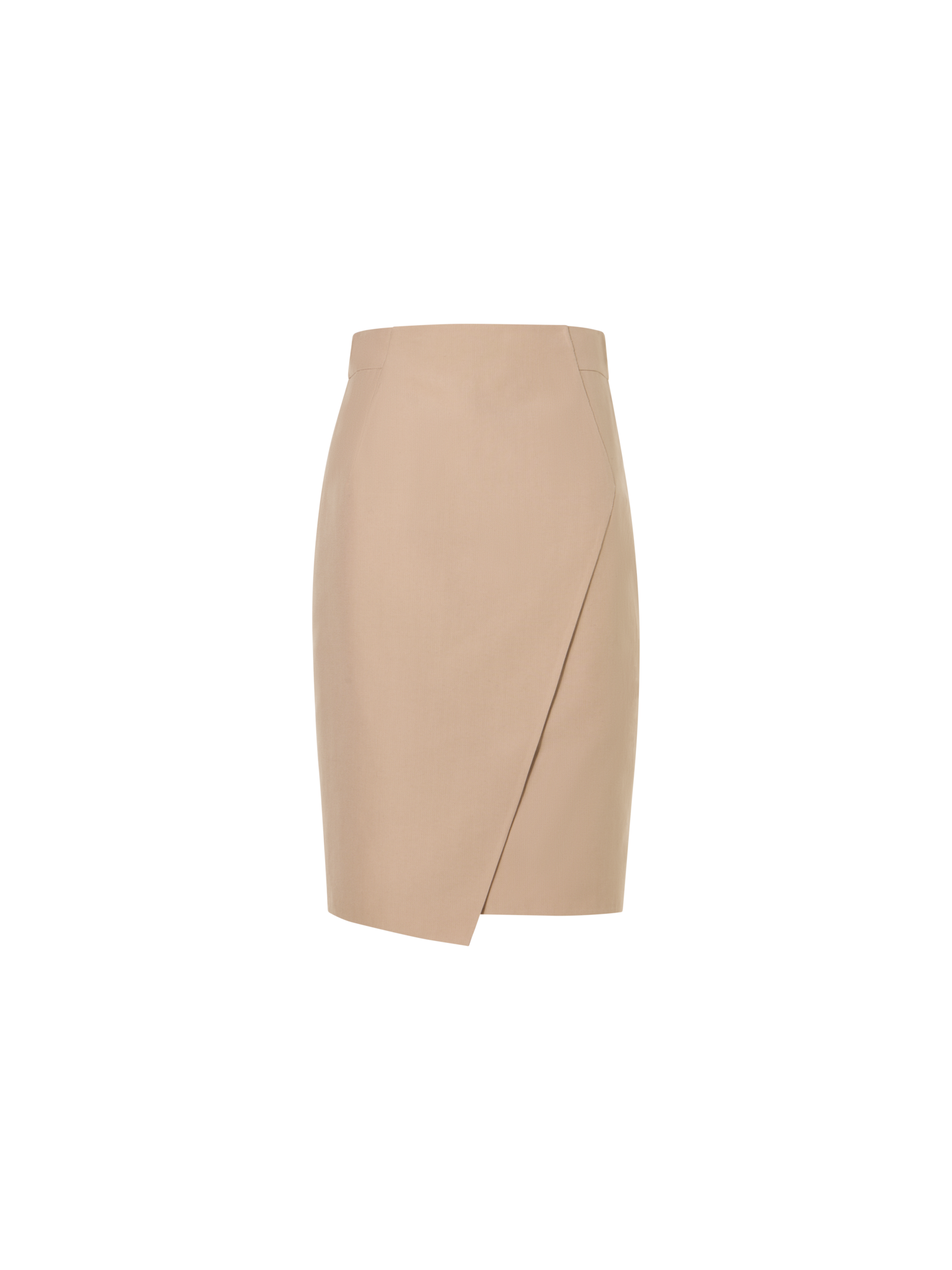 Designer Cotton-Silk Double-Face Pencil Skirt - beige