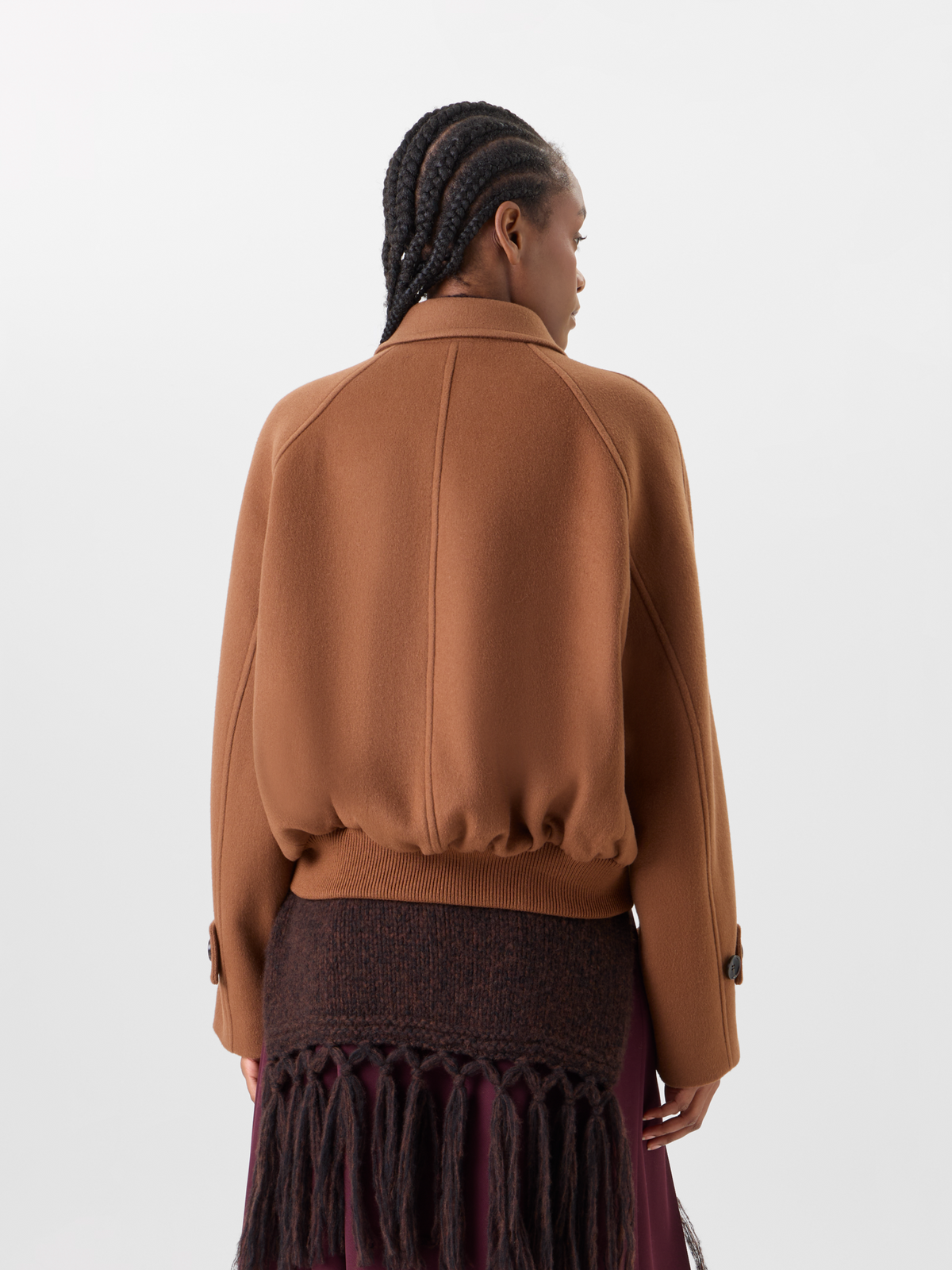 Designer Cashmere Double-Face Bomber Jacket - brown #editorial