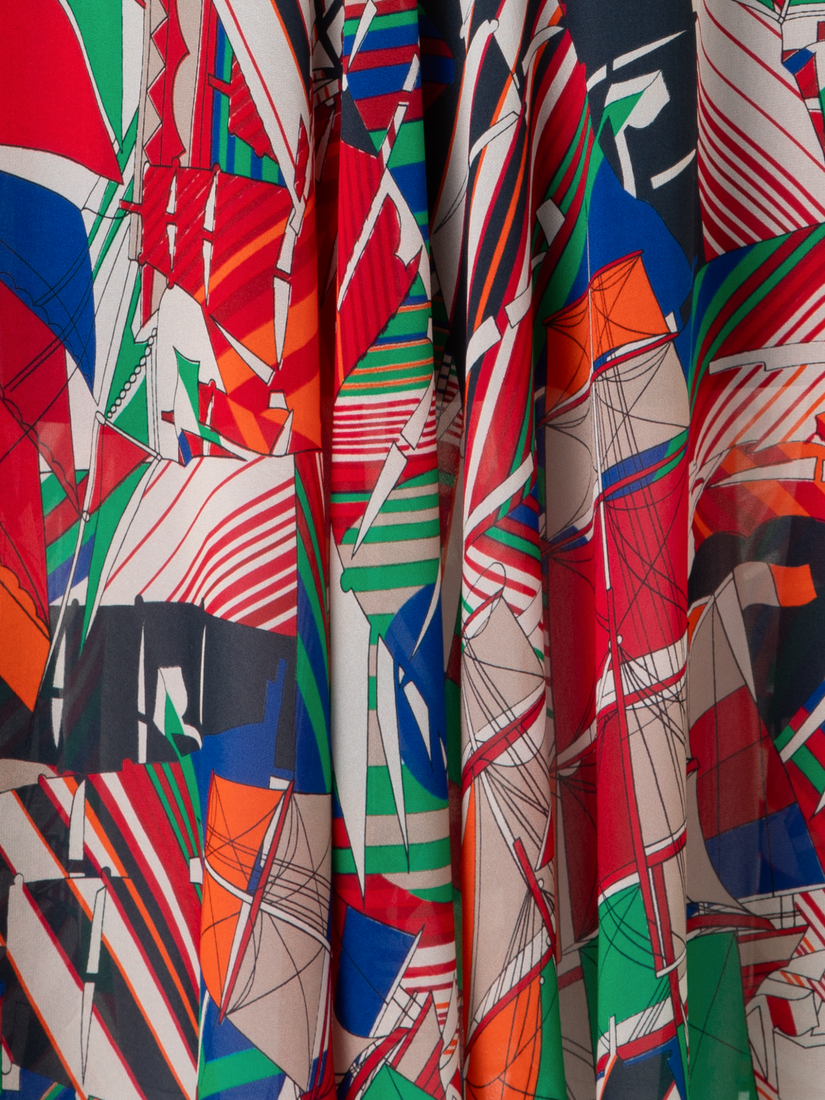 Designer A-Line Midi Dress with Sea Clipper Print - multicolor