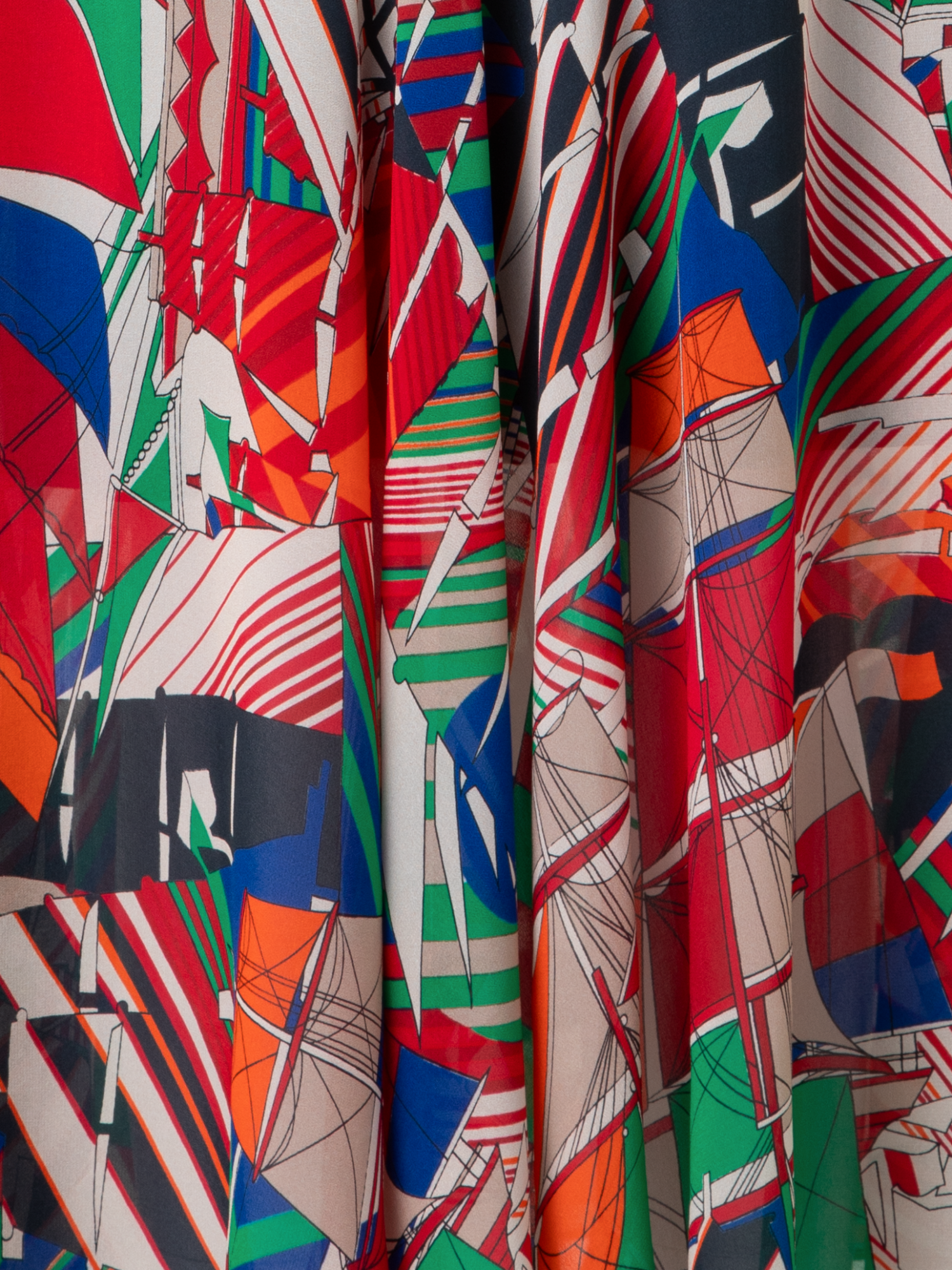 Designer A-Line Midi Dress with Sea Clipper Print - multicolor