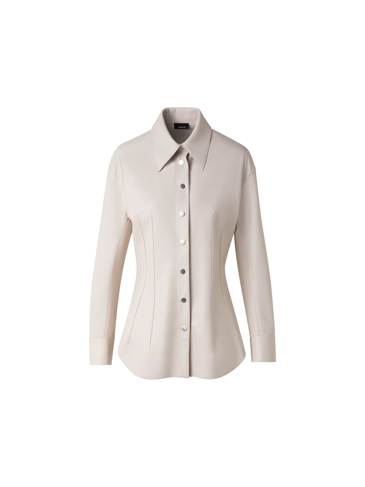Designer Fitted Leather Blouse - neutral - pastel - beige