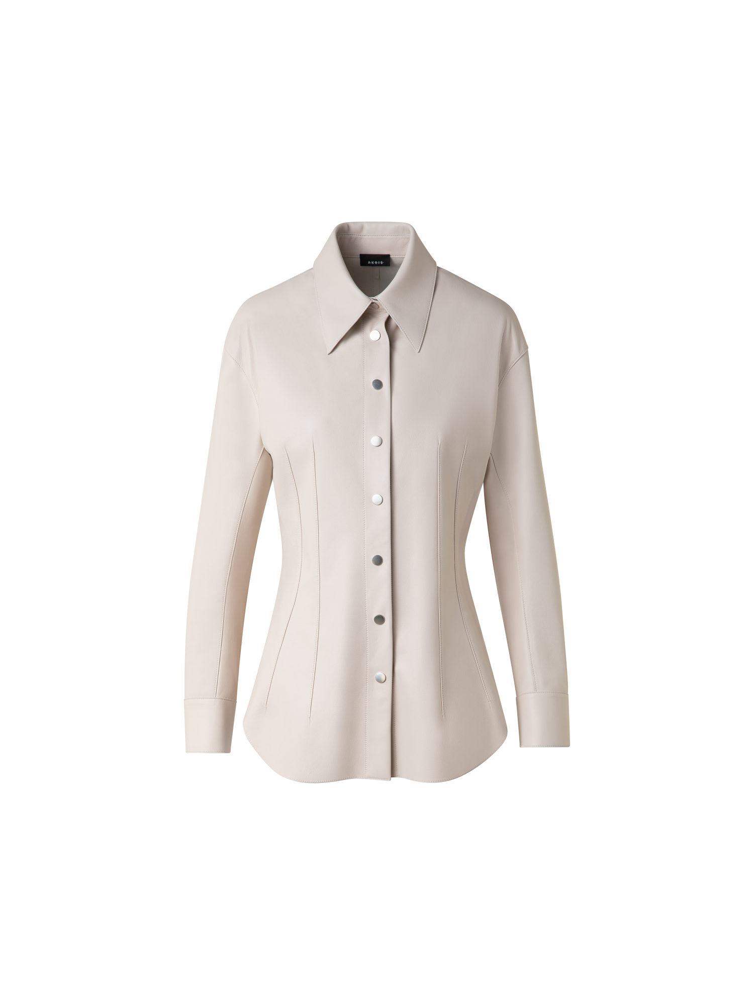Designer Fitted Leather Blouse - neutral - pastel - beige
