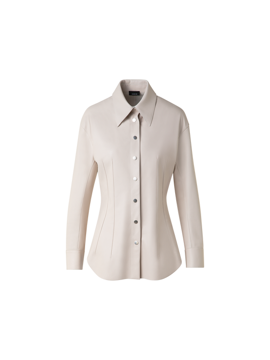 Designer Fitted Leather Blouse - neutral - pastel - beige