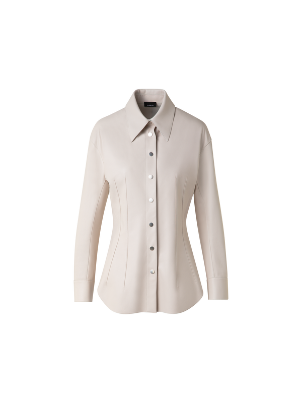 Designer Fitted Leather Blouse - neutral - pastel - beige
