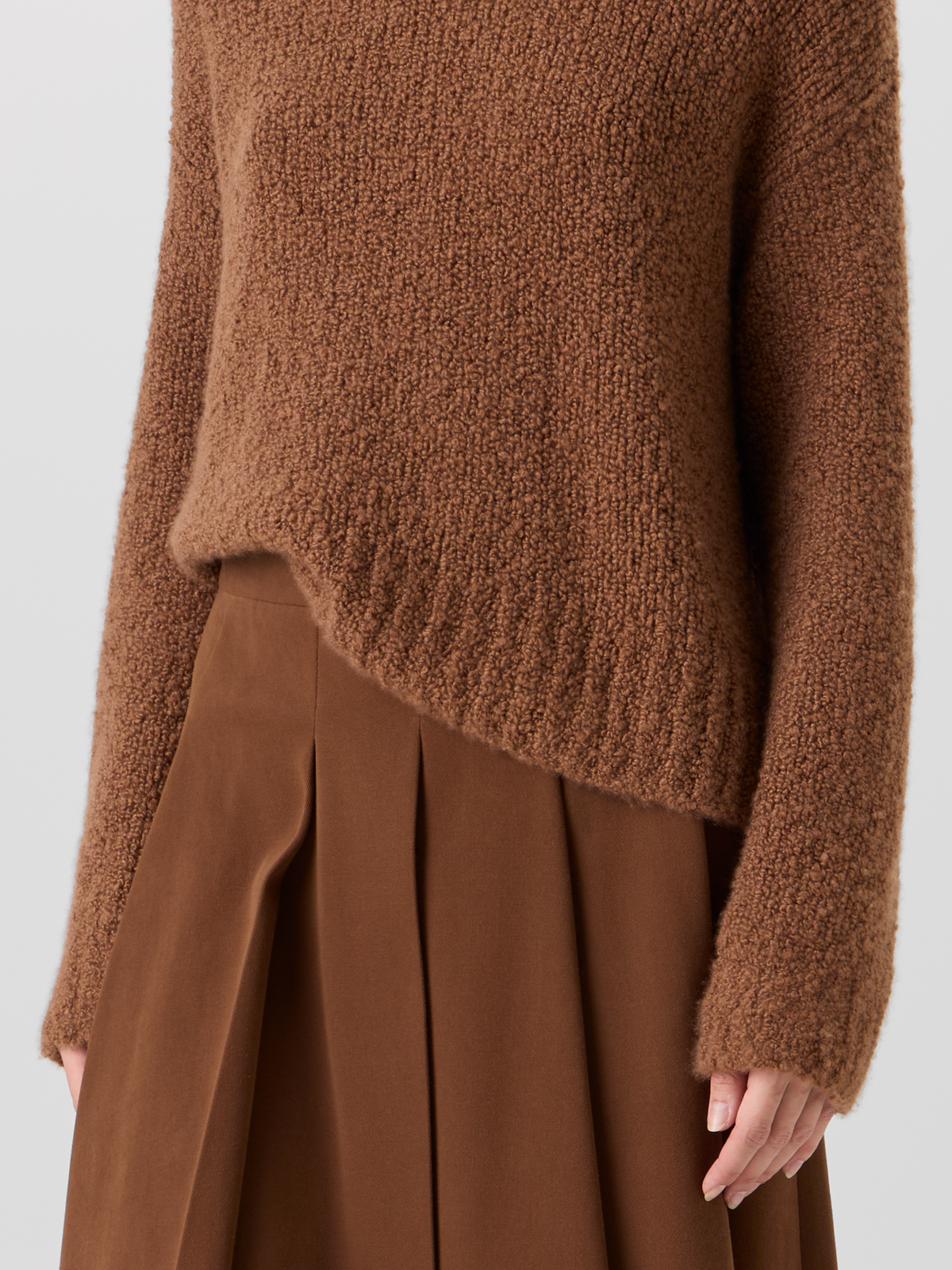 Designer Cashmere Silk Bouclé Sweater - brown #editorial