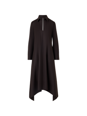 Designer Flannel Midi Dress with Handkerchief Hem - brown