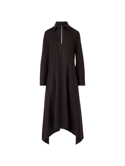 Designer Flannel Midi Dress with Handkerchief Hem - brown