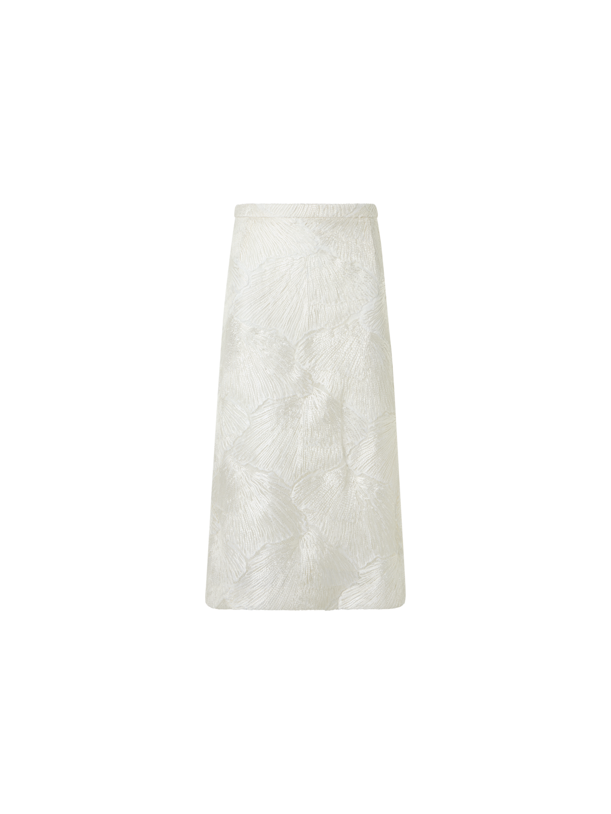 Designer Techno Lacquered Sea Fan Lace A-Line Skirt - ecru