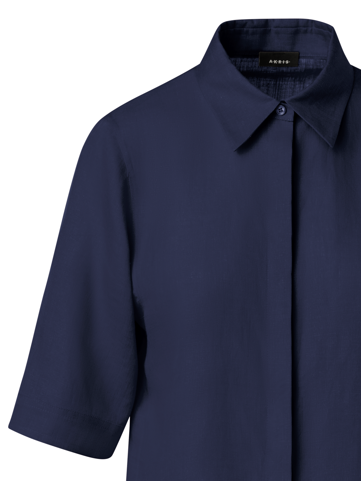 Designer Boxy Shirt Blouse In Linen Voile - navy - blue