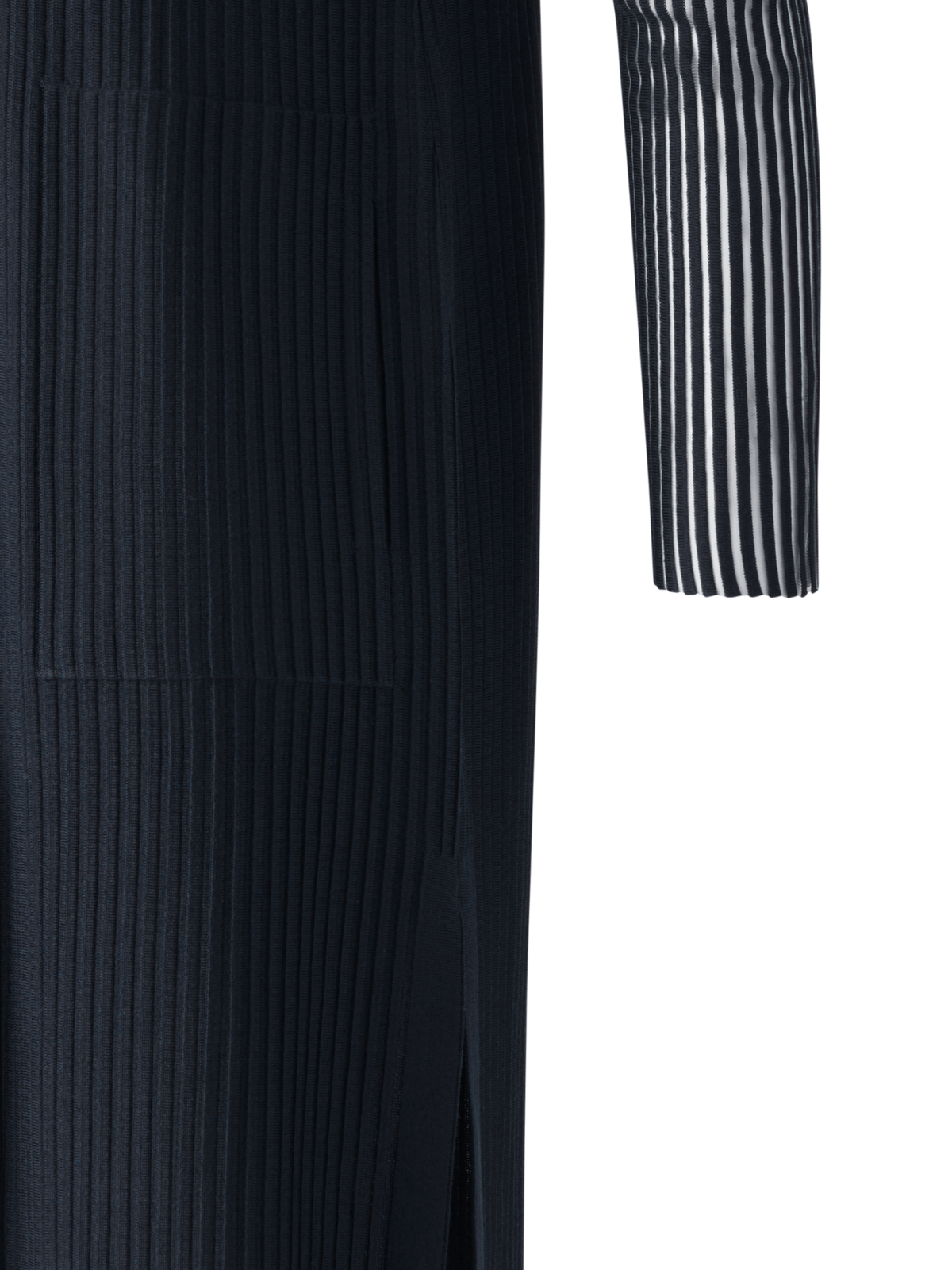 Designer Long Knit Coat in Semi-Sheer Silk Cotton - black - neutral