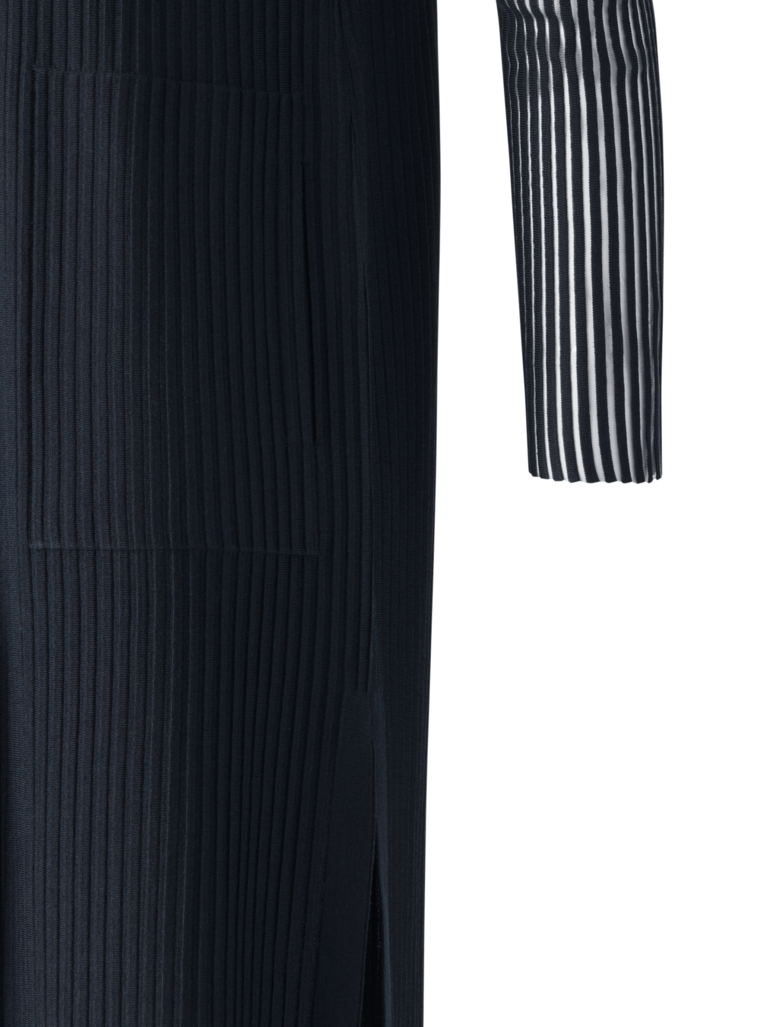 Designer Long Knit Coat in Semi-Sheer Silk Cotton - black - neutral