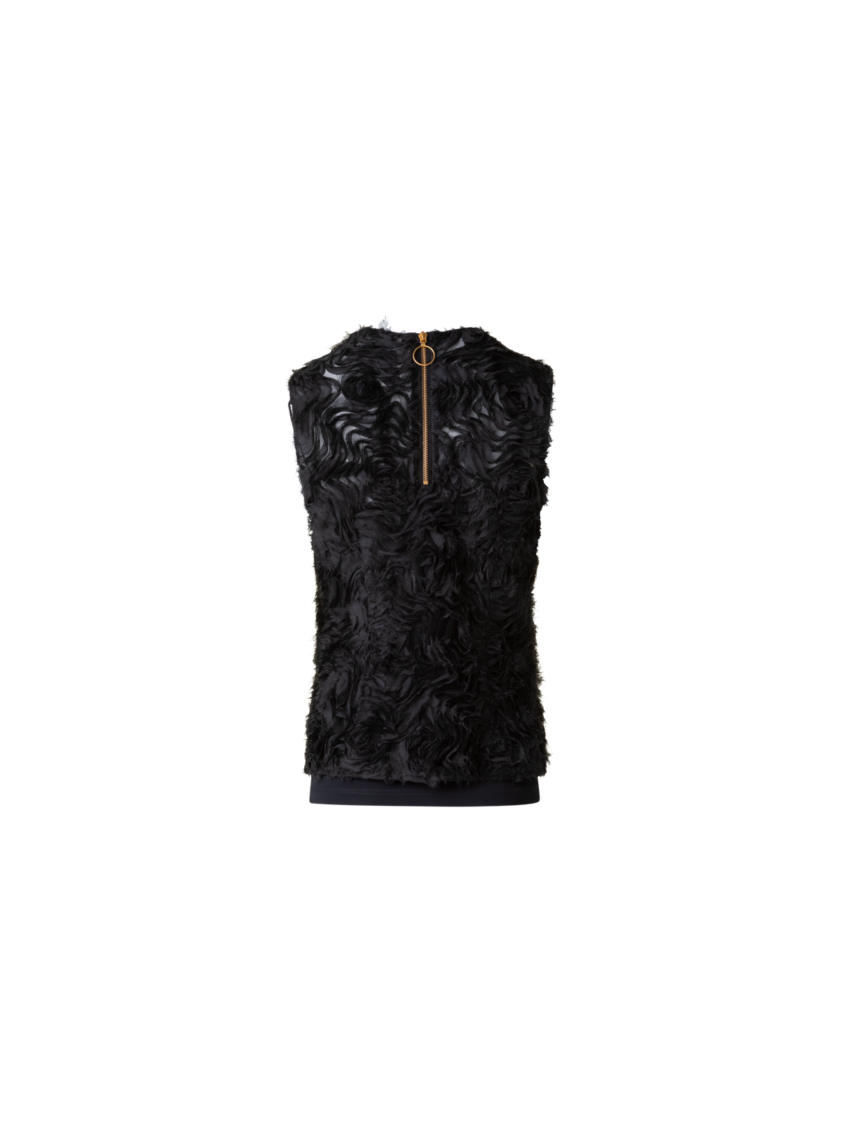 Designer Sleeveless Blouse with 3D Carnation Embroidery - black