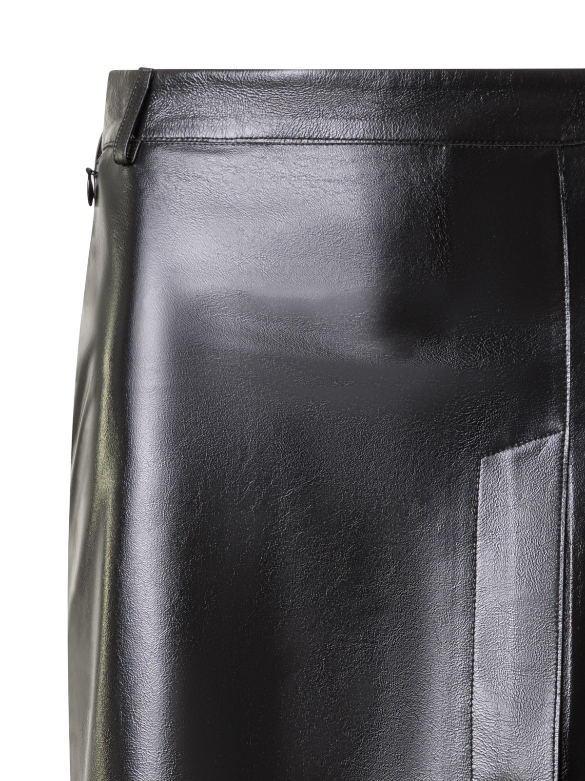 Designer Lacquer Leather Pencil Skirt with Slit - green