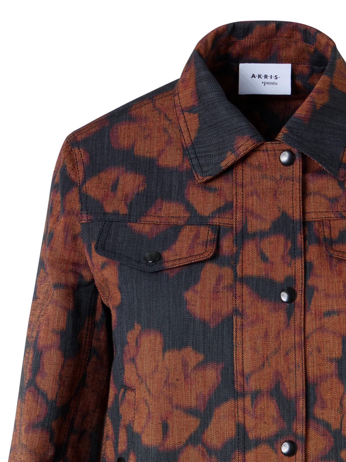 Designer Long-Sleeve Ikat Flower Short Jacket - multicolor