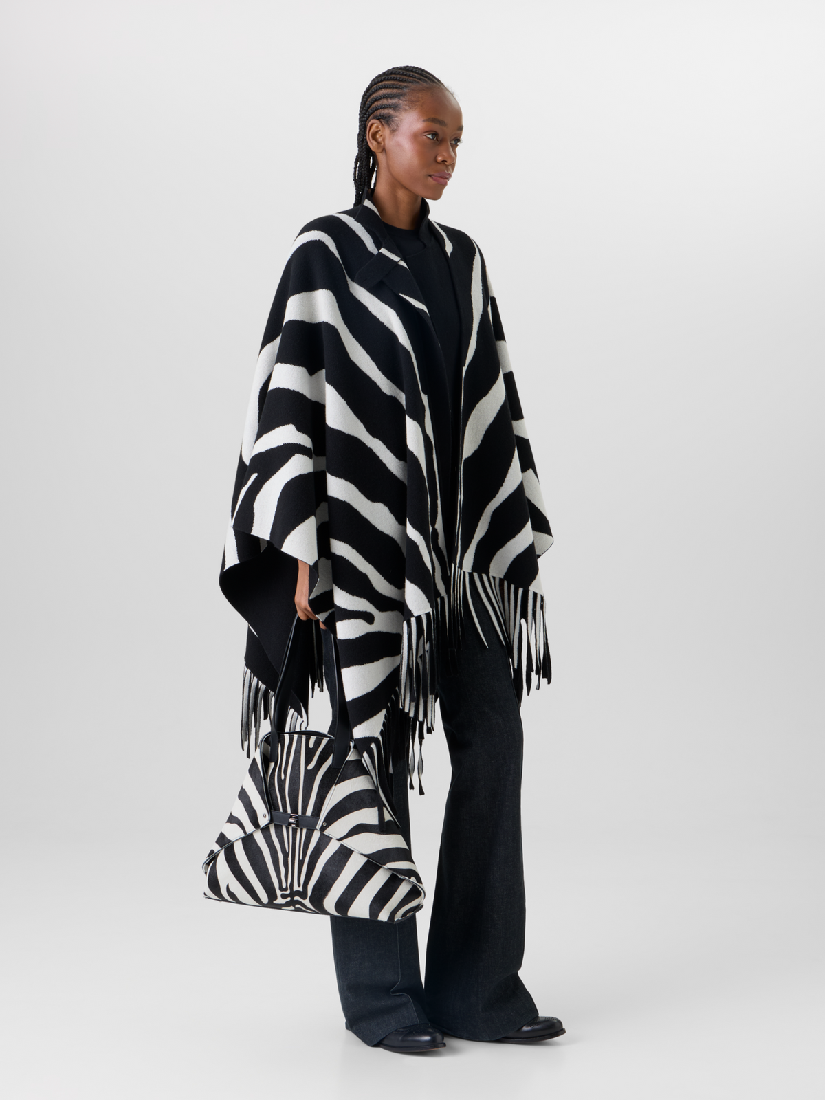 Designer Cashmere Double-Face Knit Cape - multicolor #editorial