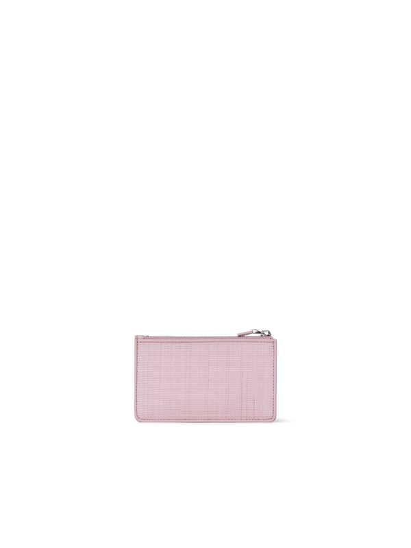 Designer Zipped Card Holder in Horsehair and Leather - pink