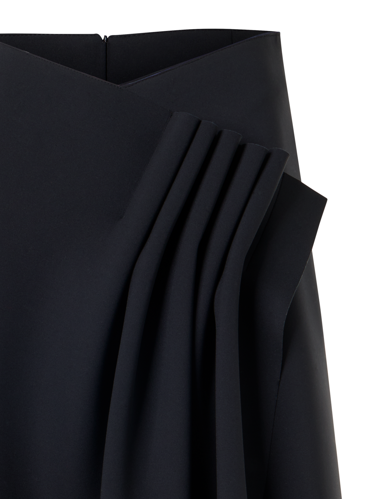 Designer Midi Skirt in Neoprene with Front Draping - black