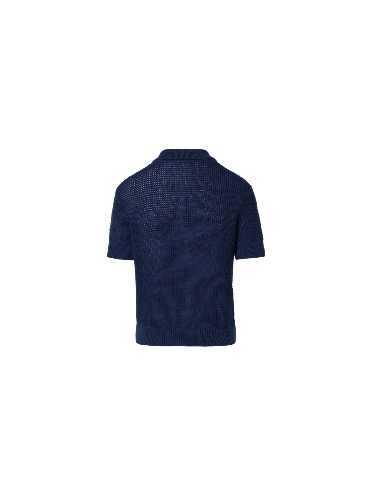 Designer Linen-Cotton Short-Sleeve Knit Cardigan - navy - blue