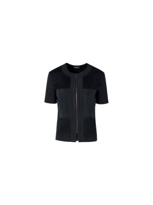 Designer Short-Sleeve Cotton Jersey Blouse - black
