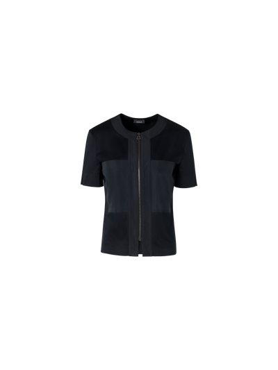 Designer Short-Sleeve Cotton Jersey Blouse - black