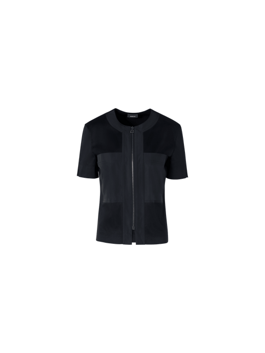 Designer Short-Sleeve Cotton Jersey Blouse - black