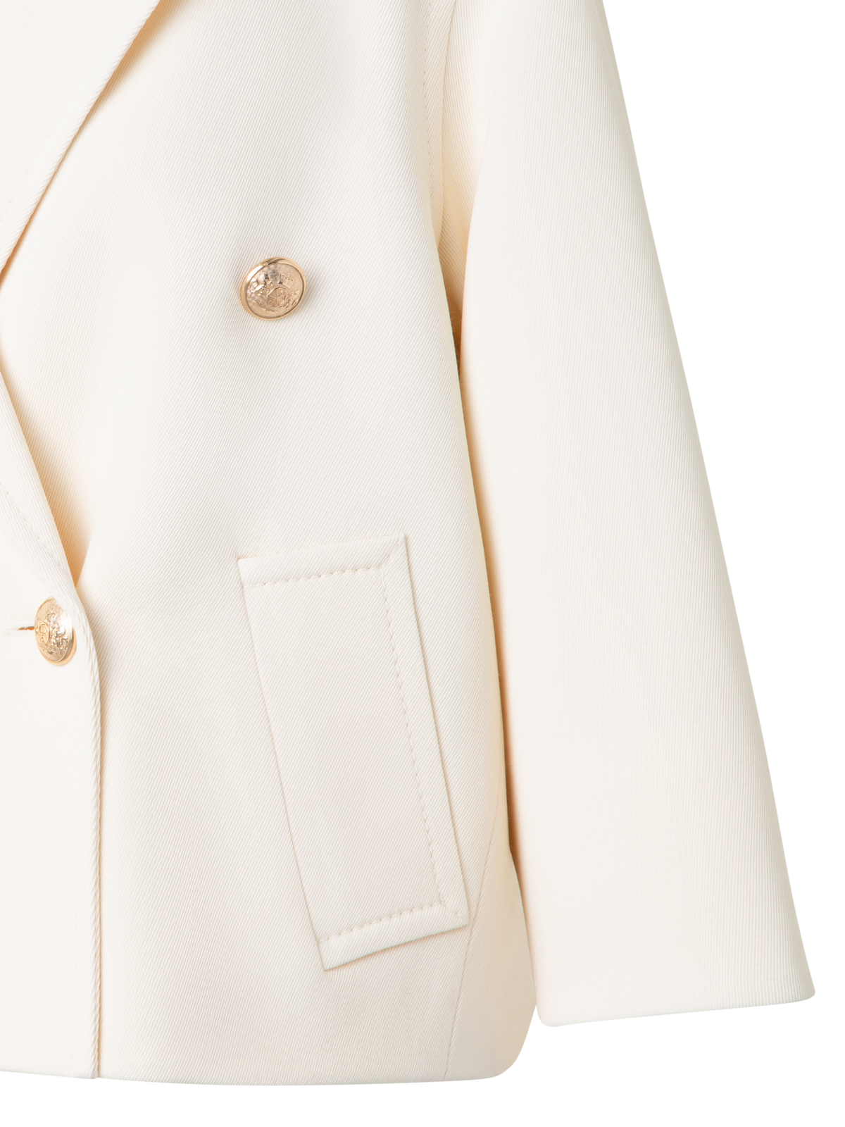 Designer Double-Breasted Wool Pea Coat - ecru - white