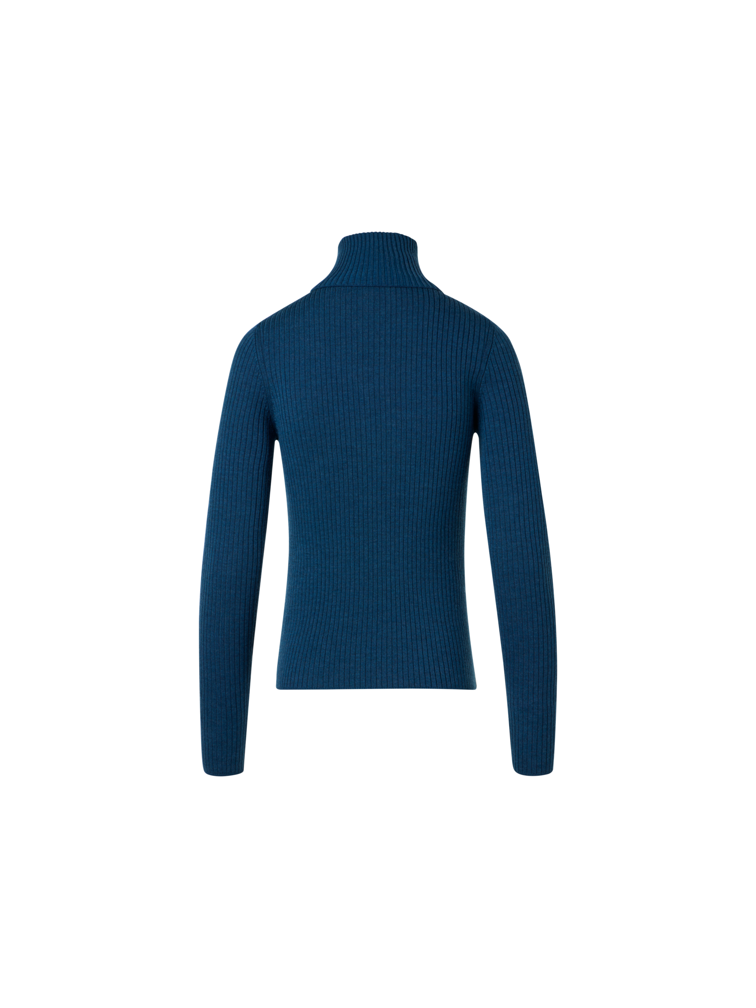 Designer Sailor Collar Merino Wool Rib Half-Zip Sweater - blue
