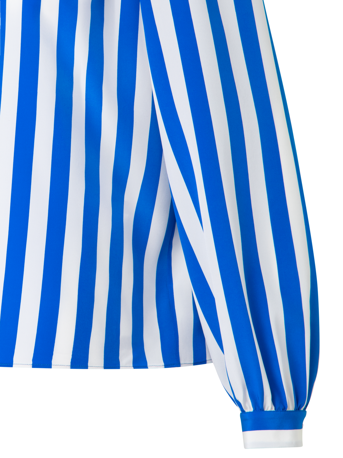 Designer Silk Blouse with Deck Chair Stripe Print - blue - multicolor - white