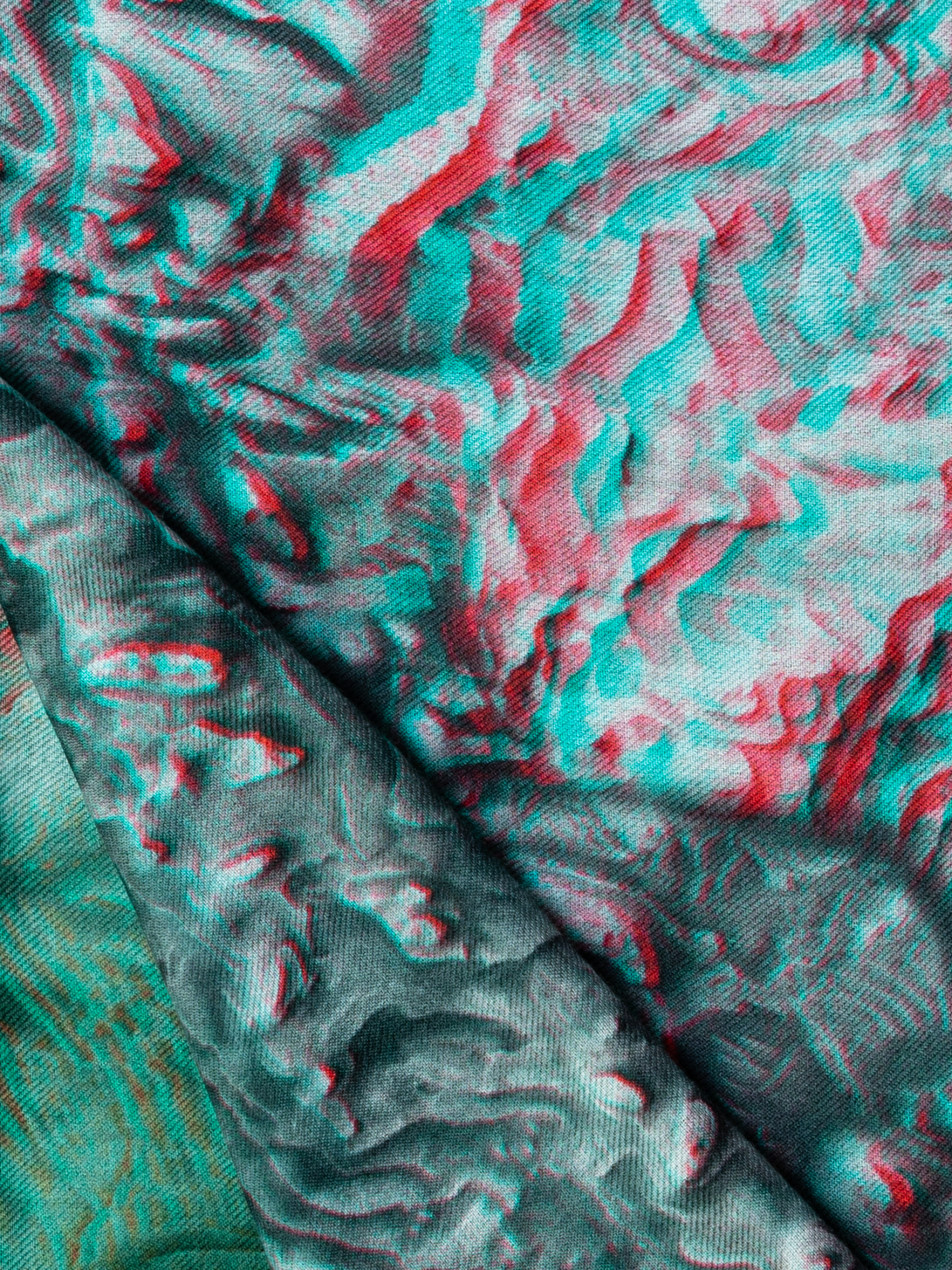 Designer Cashmere Silk The ma.r.s Series Print Scarf - black - green - grey - red