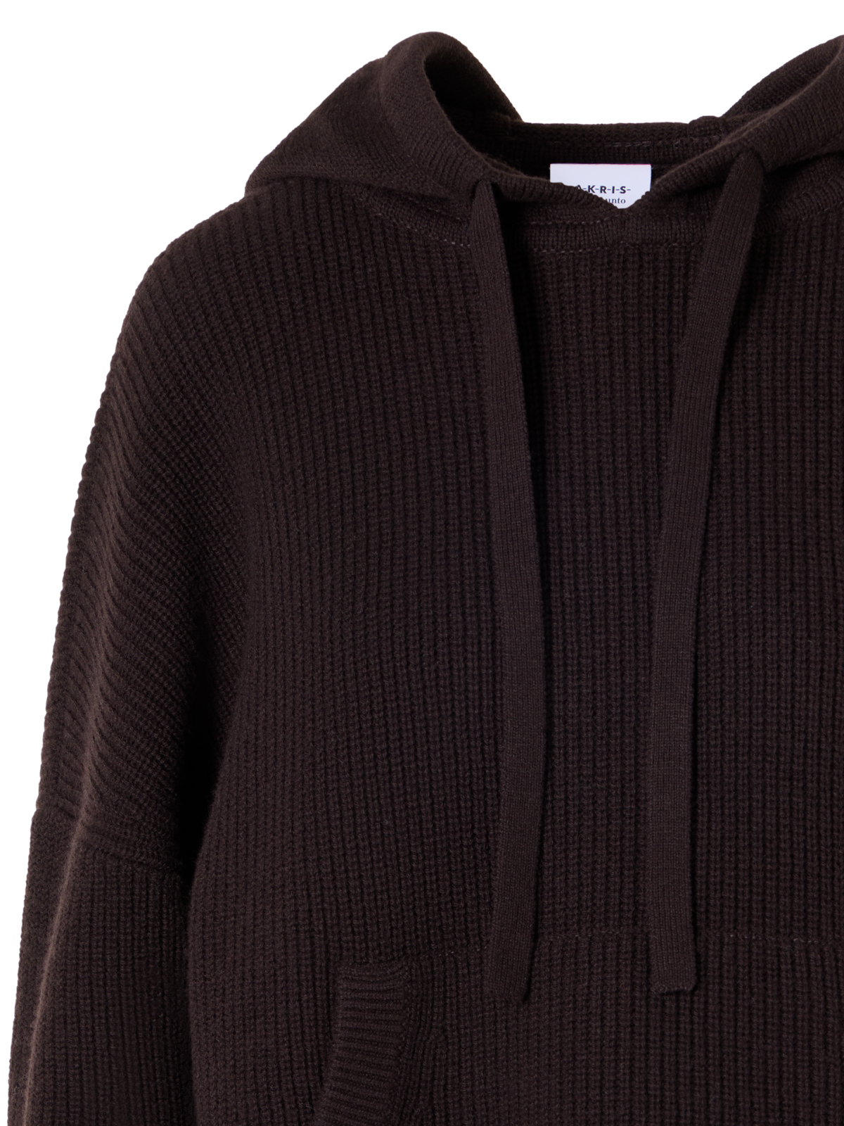 Designer Wool Cashmere Hoodie with Front Pocket - brown