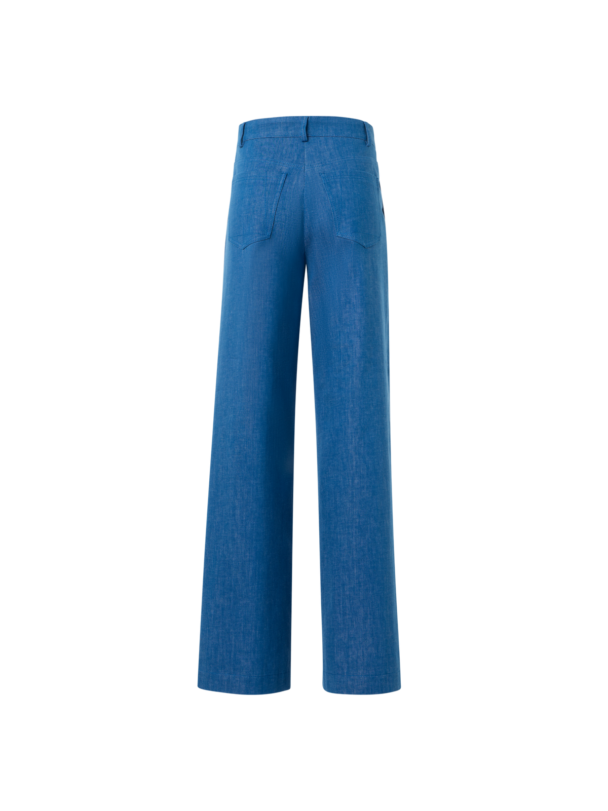Designer Straight Wide Leg Cotton Denim Pants - blue