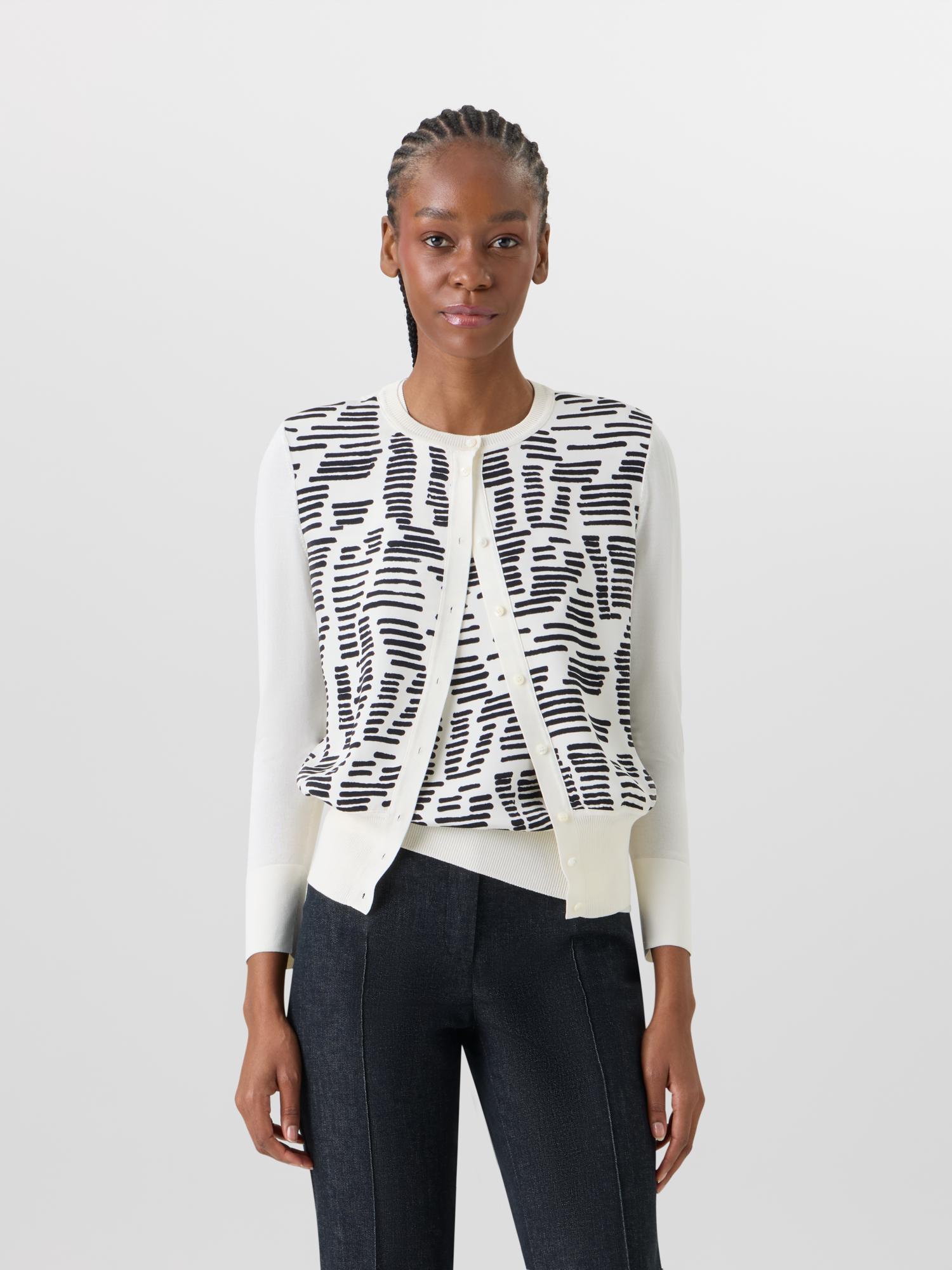 Designer Dance Movement Knit Cardigan - ecru 