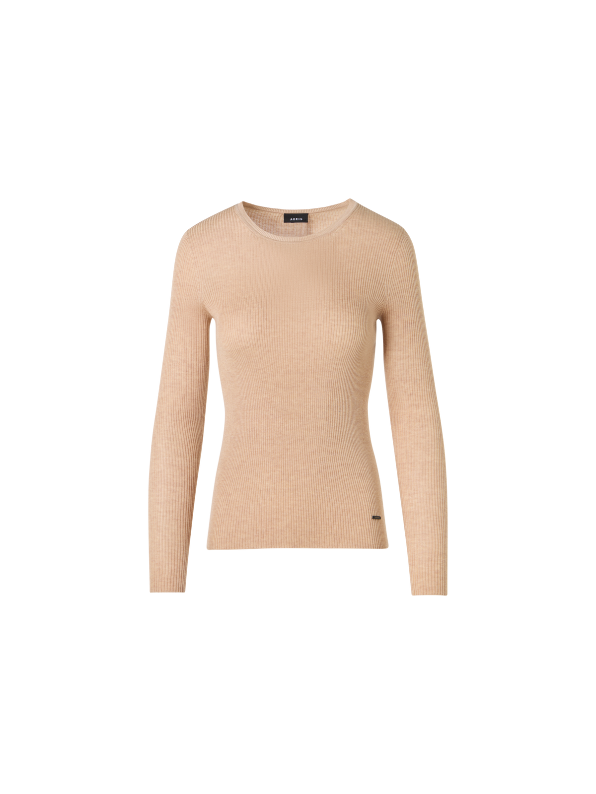 Designer Long-Sleeve Silk-Cotton Knit Sweater - beige